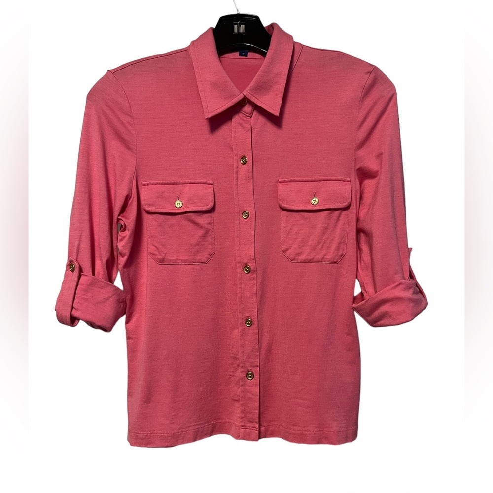 J. McLaughlin Pink Silk Button Down Top (Size S)